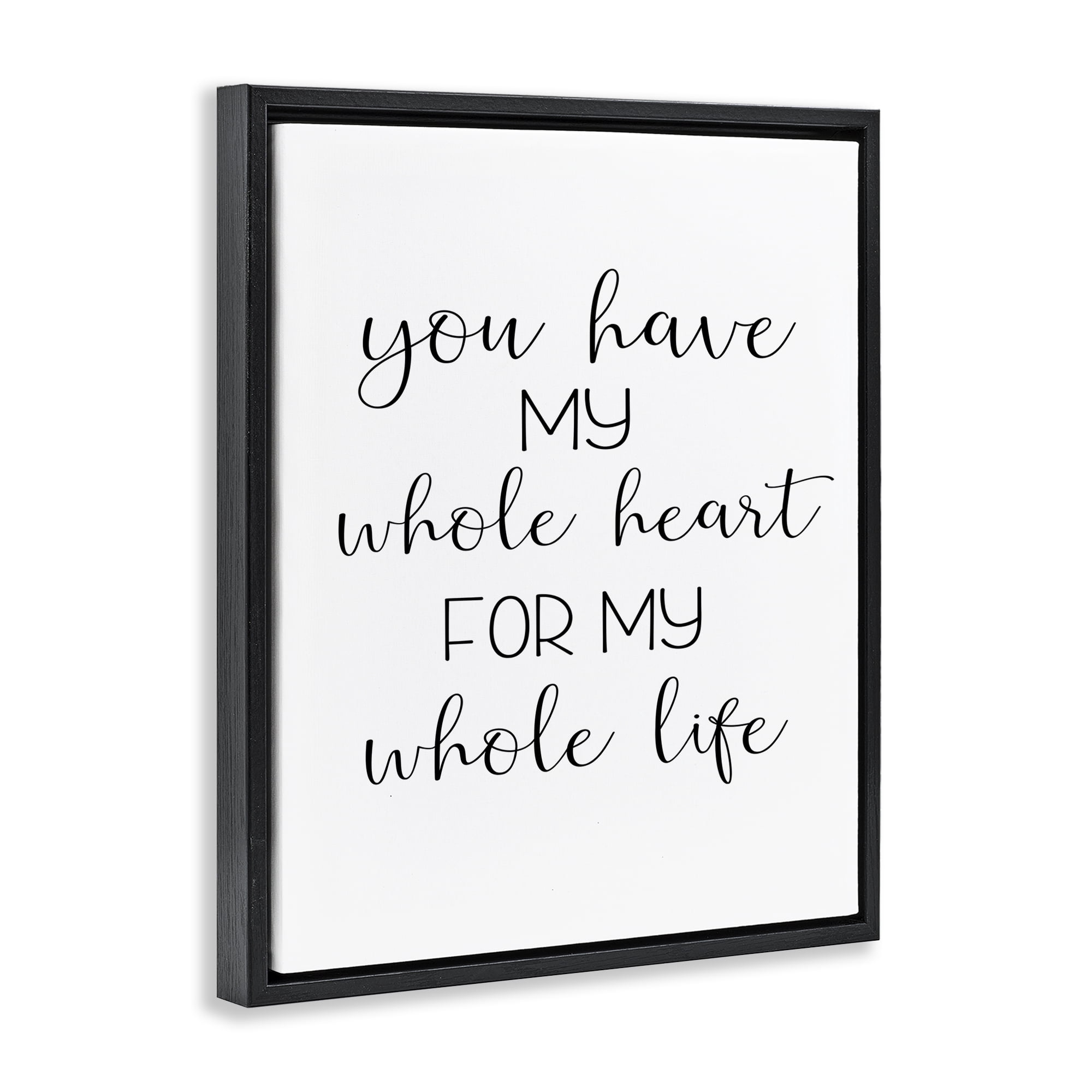 Stupell Industries Whole Heart For Life Text & Numbers Painting Black Floater Framed Canvas Art Print Wall Art, 25 x 31