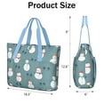 thumbnail image 3 of Tote Bag for Women - Blue Christmas Snowman Pattern Shoulder Bag - Large Utility Work Duffle Bag with Zipper Handbag for Travel, Work, Sprots, 3 of 5