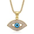 thumbnail image 6 of Hip Hop Iced Out Bling Blue Evil Eye Pendant 14K Yellow Gold Turkish Amulet Necklace for Women Men Party Jewelry Gift, 6 of 6