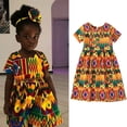 thumbnail image 2 of Toddler Formal Girls Dresses Kids Baby Dashiki African Print Short Sleeve Princess Clothes Teens Dress, 2 of 5