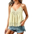 thumbnail image 3 of Breezora Women's Lace Trim Spaghetti Strap Sleeveless Tank Top Lace V Neck Camisole Casual Summer Layering Cami, 3 of 6