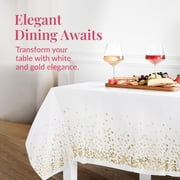 Prestee Rose Gold Plastic Table Cloth Disposable, 4 Pack - 54x108 Inch Rectangle Tablecloths for Wedding and Party - Heavy-Duty, Waterproof Table Covers - Pink and Gold, for Birthday or Fine Dining