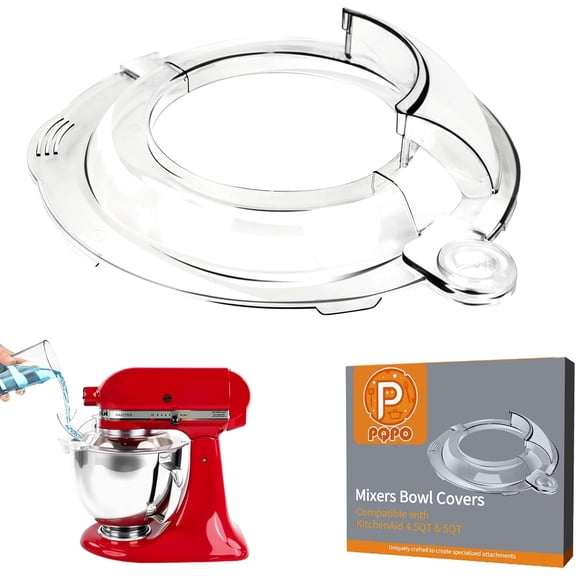 PQPO Pouring Shield Compatible KitchenAid Tilt Head 4.5-5Quart Mixer,Fully Enclosed Foldable Lid Mixer Bowl Cover