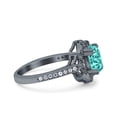 thumbnail image 2 of Oval Art Deco Accent Vintage Ring Black Tone Paraiba Tourmaline CZ 925 Sterling Silver Size 8, 2 of 6