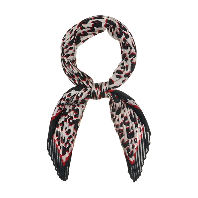 INSPIRE CHIC Bufanda de Cuello de Leopardo Retro en Rojo Negro
