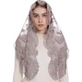 thumbnail image 3 of Triangle Catholic Chapel Mantilla Veils - Short Camellia Embroidery Latin Mass Scarf Church Lace Veil with Gift Box, 3 of 5
