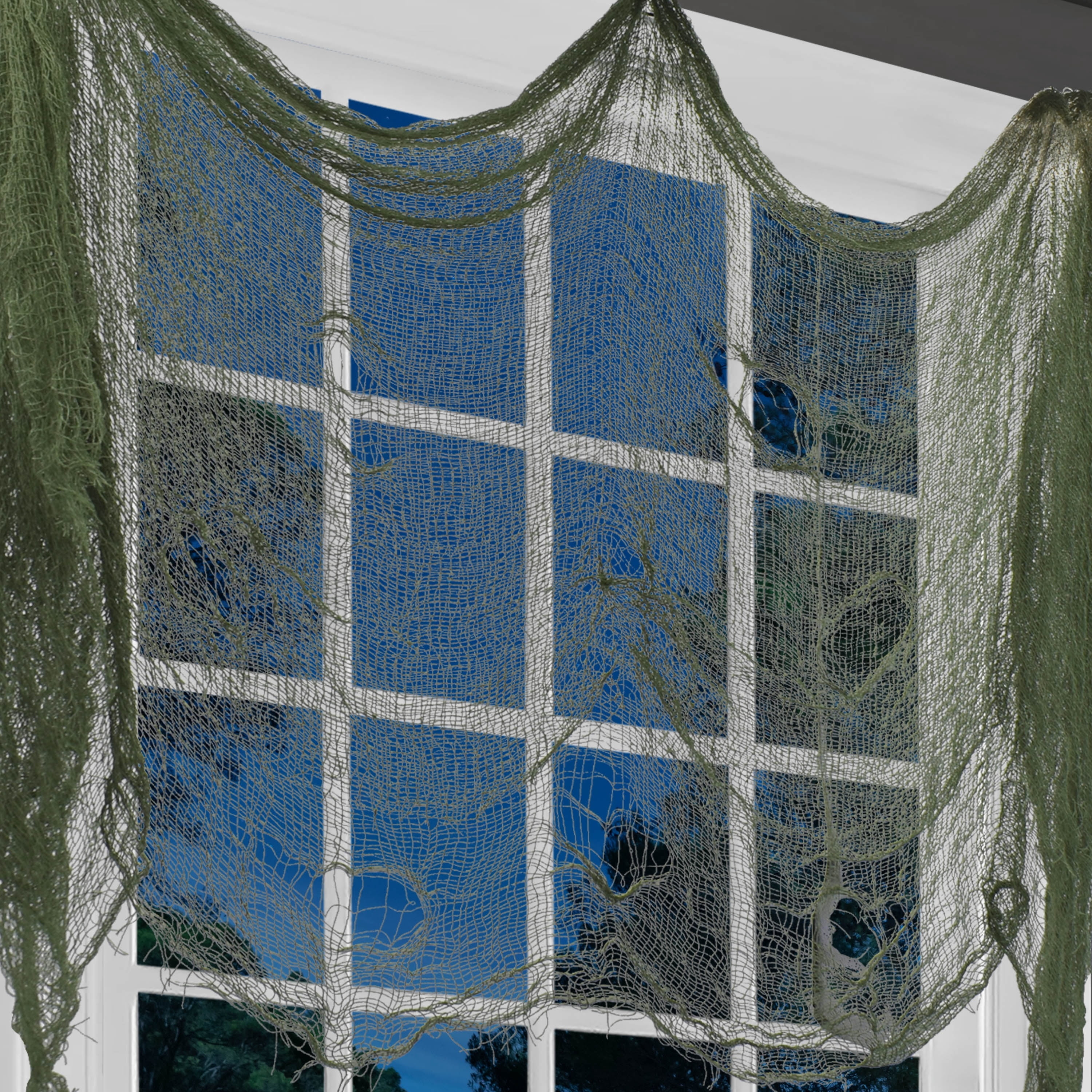 Creepy Gauze Fabric, Green, 65" x 84", Halloween by Way To Celebrate