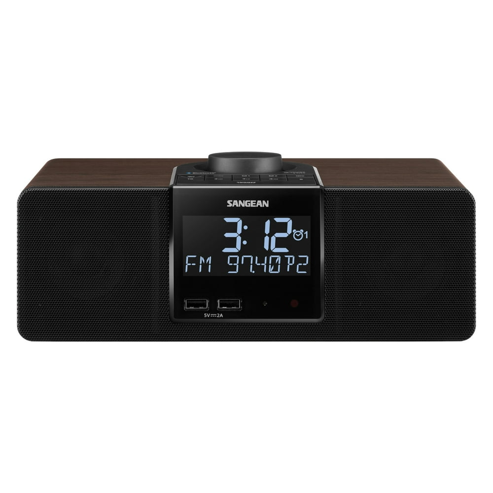 Sangean RCR40 AM/FM Bluetooth Tabletop Wooden Clock Radio with Alarm