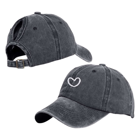 Yuanlong Womens Baseball Cap Heart Outline Embroidery Vintage Washed Cotton Dad Hat Adjustable Casual Outdoor Sun Headwear