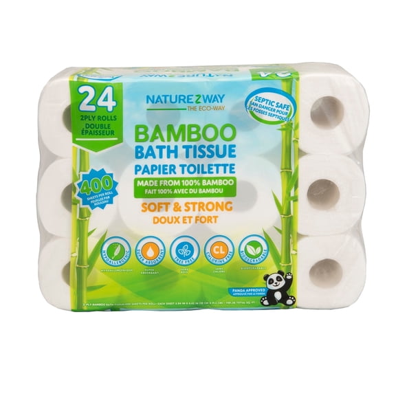NATUREZWAY Bamboo 2-Ply Toilet Paper (24 Rolls) | for Cafeterias & Clinics