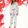 thumbnail image 2 of Lorytime Valentines Pajamas for Women Pants Set Button Down Long Sleeve Button Down Tops and Heart Trousers Loungewear, 2 of 6