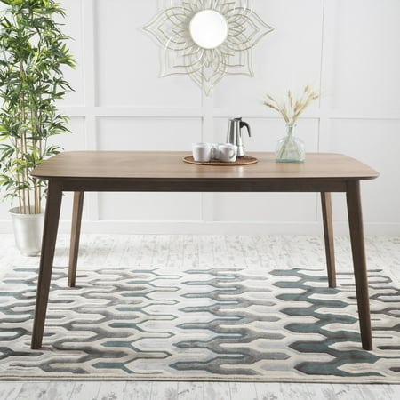 Wood Modern Dining Table - Noble House Natalia Natural Walnut Finish Mid-Century Modern Wood Dining Table