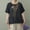 Black, variant on Linen Embroidered T Shirt for Women Loose Fit Round Neck Top Vintage Style Lightweight Su T-Shirts for Women Short Sleeve Tunic Tops for Women Women's Summer Tops
