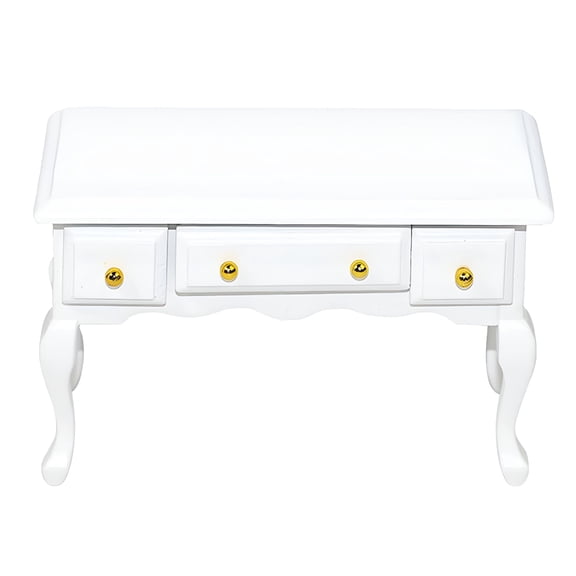 LAMIRO Dollhouse Miniature Table,1:12 Scale Dollhouse Furniture Modern Mini Wooden Desk Decor for Living Room Bedroom Family Room Kitchen Balcony Fairy Garden Project Decoration White