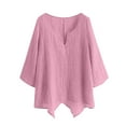 thumbnail image 5 of 2025 New Fashion Plus Size Women's V-Neck Split Casual Loose Cotton Linen Long Sleeve Top/Shirt, 5 of 5