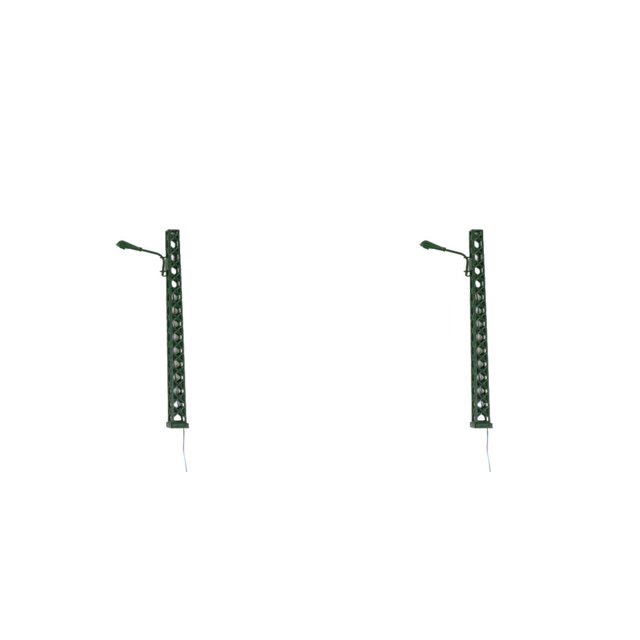 pitrice Model Railway Lamp Classical Pathway Single-Head Lightweight Ladder Streetlights Miniature Outdoor LED Metal Lamppost Green(Warm Light) 2Set