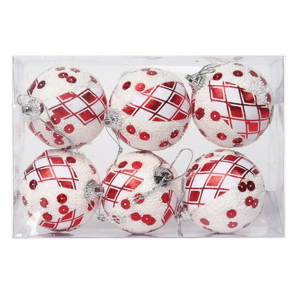 6 Pack 6cm Plastic Christmas Ornaments Pendant Indoor Year Christmas Party Tree Decoration Christmas Balls