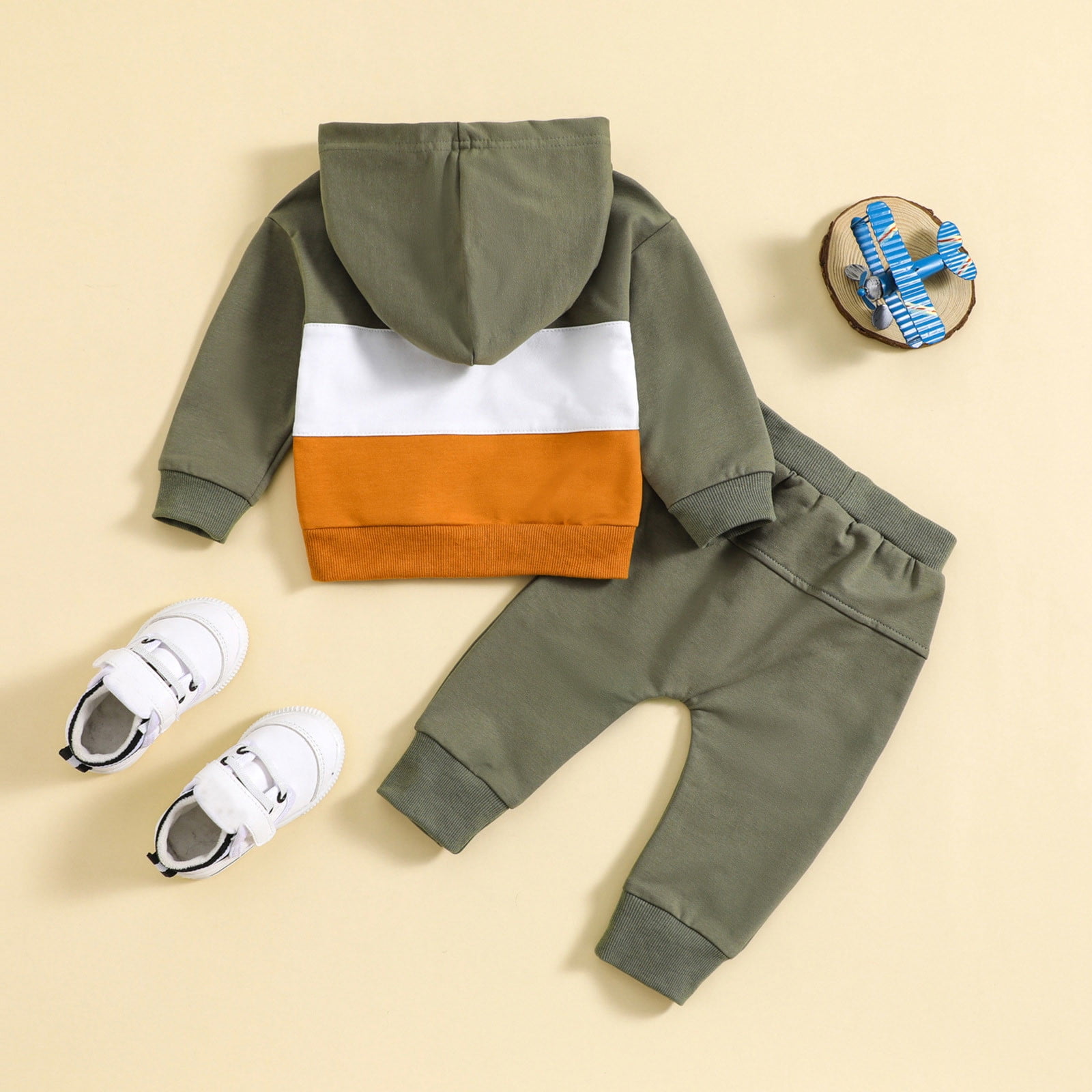 TJAZFJPA Baptism Outfits for Boys Toddler Boys Girls Long Sleeve Patchwork Colour Hooded T Shirt Pullover Tops Pants Outfits First Birthday Outfit Boy Space Baby Boy Clothes Newborn Summer