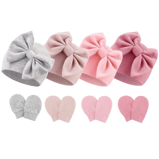 Set de gorros y manoplas para bebés BQUBO, gorro de hospital para recién nacidos, algodón