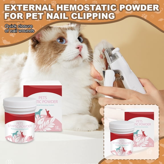 Pet Hemostatic Powder for Rapid Treatment of Cat and Dog Wounds, External Use, Coagulation Powder for Pet Nail Trimming, Pet Blood Clotting Powder