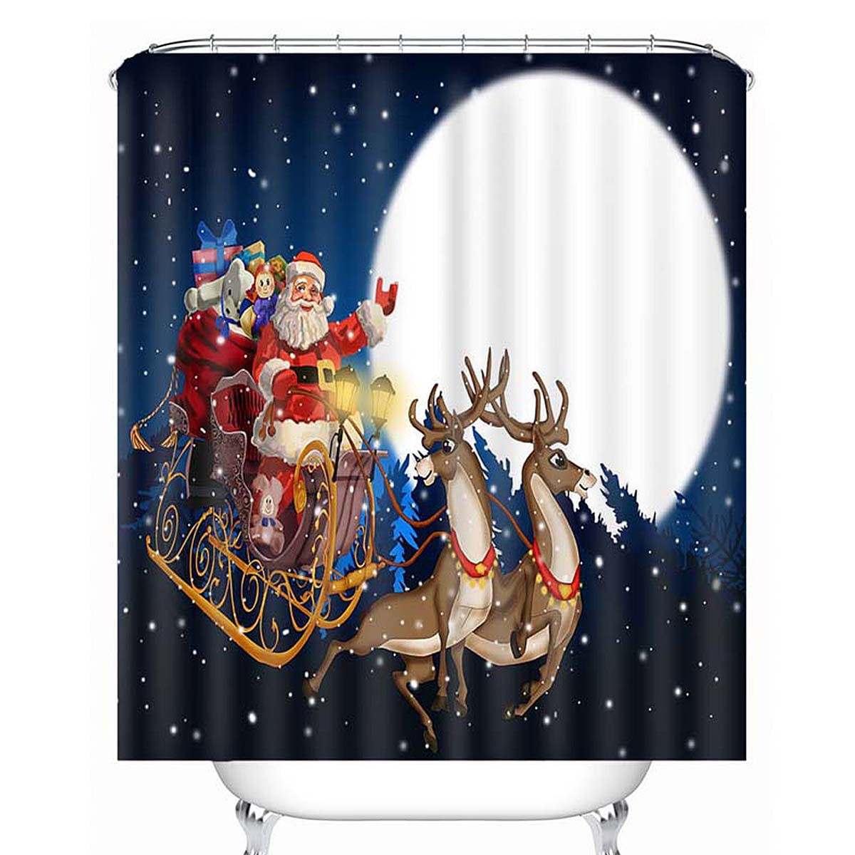 10 amazing christmas laundry room decor ideas 4 Pcs Christmas Shower Curtain Set with Non-Slip Rug, Toilet Lid Cover and Bath Mat, Santa Claus