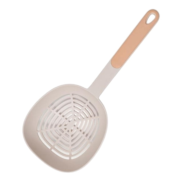 Colador de alimentos, escurridor de pasta, mango resistente, espumadera de cocina con mango para arroz rosa