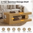 thumbnail image 4 of Hawsaiy Farmhouse Coffee Table with Storage Shelf & LED Light, 47" Rectangular Wood Coffee Table, 2-Tier Rustic Center Table for Living Room, Apartment, Office, Natural, 4 of 11