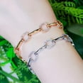 thumbnail image 3 of Geometric Square CZ Link Chain Bracelet for Fiancee Chic Engagement Jewelry Gift, 3 of 9