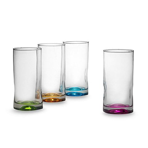 Set of 4 Libbey Impressions Colors Tumbler Glasses 