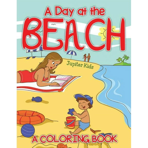 A Day at the Beach (A Coloring Book) (Paperback)