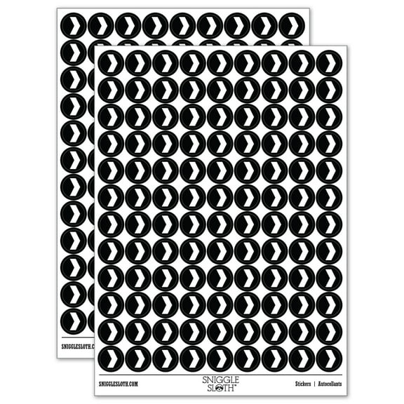 Chevron Arrow Solid 200 Round Stickers - Black - Gloss Finish - 0.50" Size