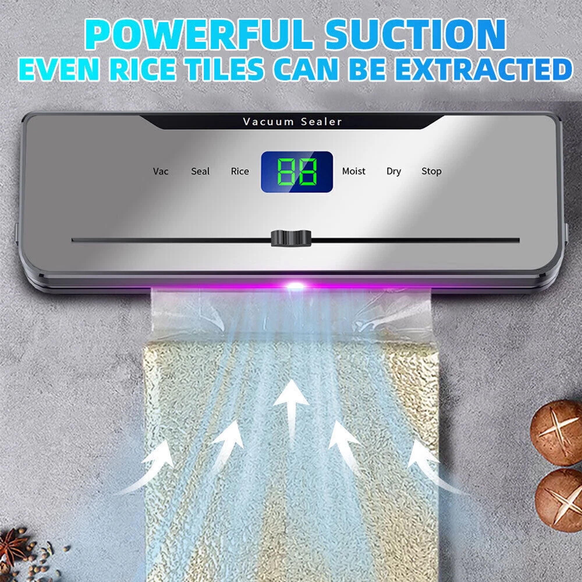 Large Suction Force Small Vacuum Food Sealer Machine, Meat Sealers Vacuum Packing Machine for Food Storage, Food Vacuum Sealing Machine, Build-In Cutter