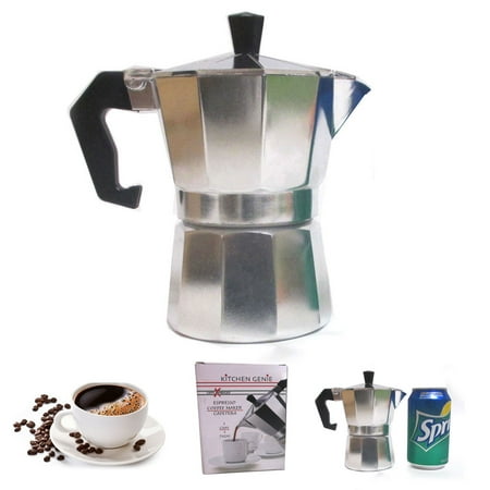 Chrome Cafetiere - Stove Top Espresso Cuban Coffee Maker pot Cappuccino Latte 3 Cup Cafetera Cubana
