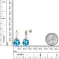 thumbnail image 6 of Gem Stone King 925 Silver and 10K Yellow Gold Swiss Blue Topaz and White Moissanite Earrings for Women | 17.06 Cttw | Gemstone November Birthstone | Cushion 12MM, 6 of 6