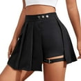 thumbnail image 2 of Mini Skorts, Asymmetric Pleated Skirts Wrapped Skort With Leg Bands For Leisure, Music Festivals, Casual Outings & Everyday High Waisted Summer Dress For Women & Teen Gils (Black, S), 2 of 8