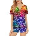 thumbnail image 2 of Goodtrade8 Womens Shorts and Top Pajama Sets Gifts for Girlfriend Soft Sleepwear Collared Loungewear Valentine's Day Summer PJS 2 Pieces Pajamas for Women Pjs Sets, 2 of 8