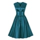 thumbnail image 1 of Vestido de mujer sin mangas con cuello en V retro de color sólido de cintura alta con botones Fridja  hj4389, 1 of 3
