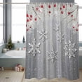 thumbnail image 2 of Winter Snowflake Bathroom Shower Curtain Christmas White Pine Branch Gray Wood Grain Waterproof Washable Shower Curtains for Bathtub Bath Decor with Grommets and Hook 72 X 72 Inch, 2 of 8
