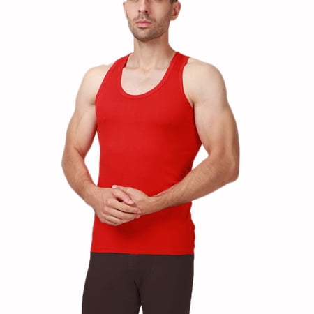 SWSMCLT Men s Tank Top Soft Top Sleeveless Casual Basic Fall Spring Workout Plus Size Home Spandex Summer Vest Red 5X-Large