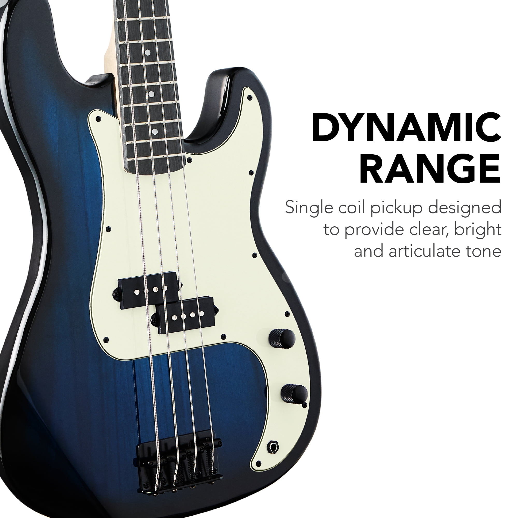 Best Choice Products Full Size Beginner 4-String Electric Guitar Bass Guitar w/ Padded Case - Hollywood Blue/Mint