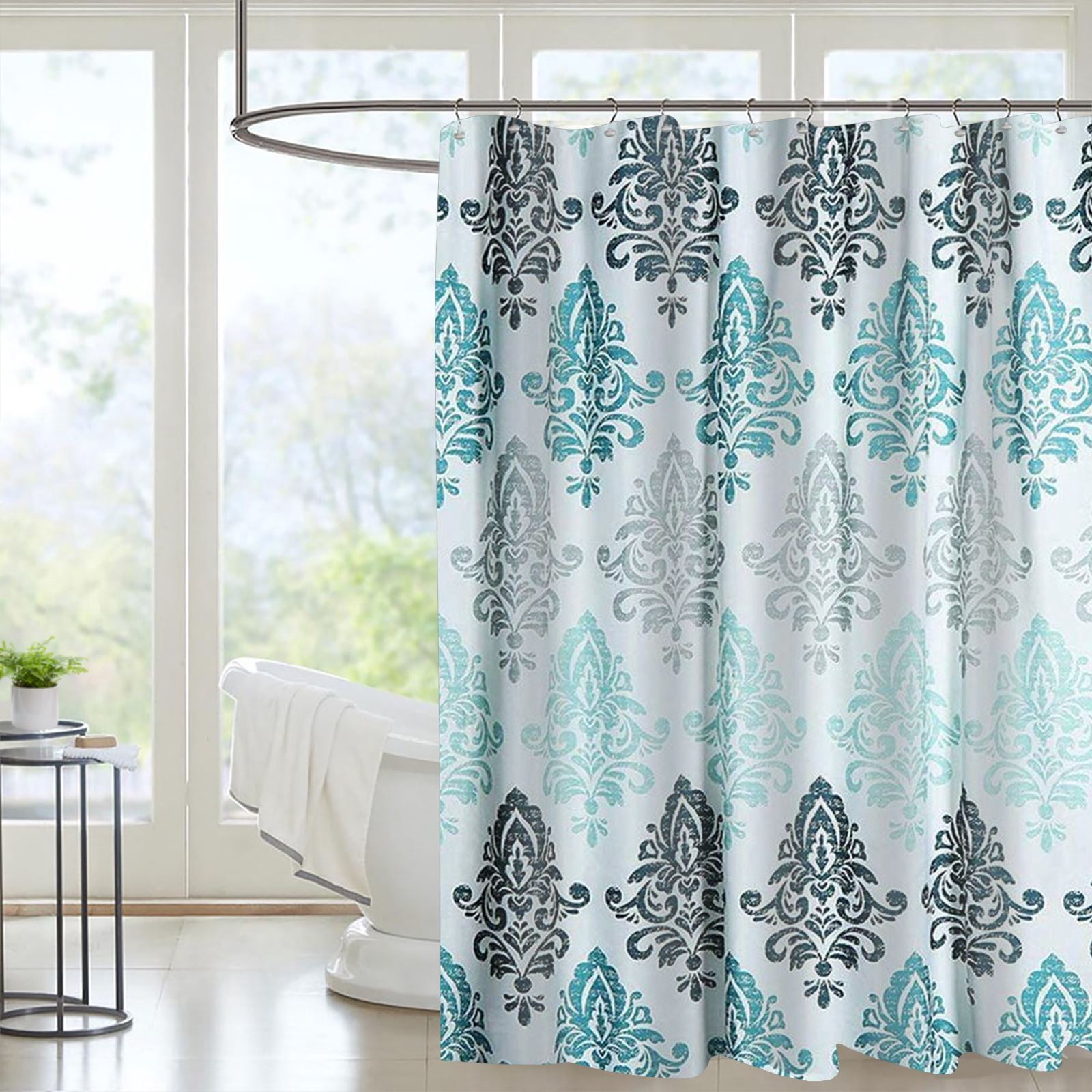 Shower Curtain for Bathroom with 12 Hooks Polyester Fabric Machine Washable Waterproof Shower Curtains 72 x 72 Inch