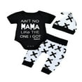 thumbnail image 1 of Ensemble de Chapeaux à Manches Courtes Bébé Garçons Imprimé Lettre Romper Tops Pantalons Longs, 1 of 6