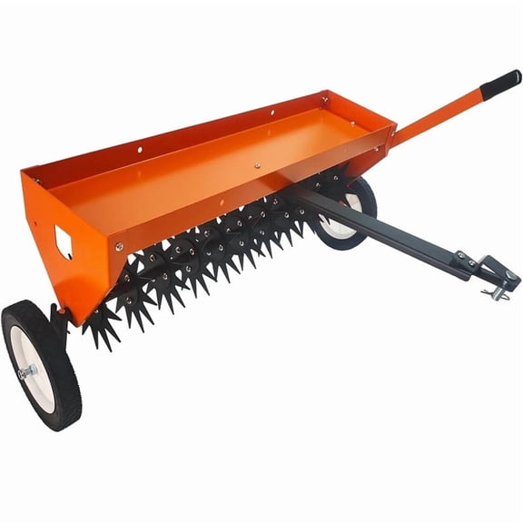 Yesurprise 40 Inch Tow Behind Aerator, Tow Behind Plug Aerator with Universal Hitch, Durable Lawn Aerator Soil Penetrator Tractor with Transport Wheels, Steel Teeth,Tray