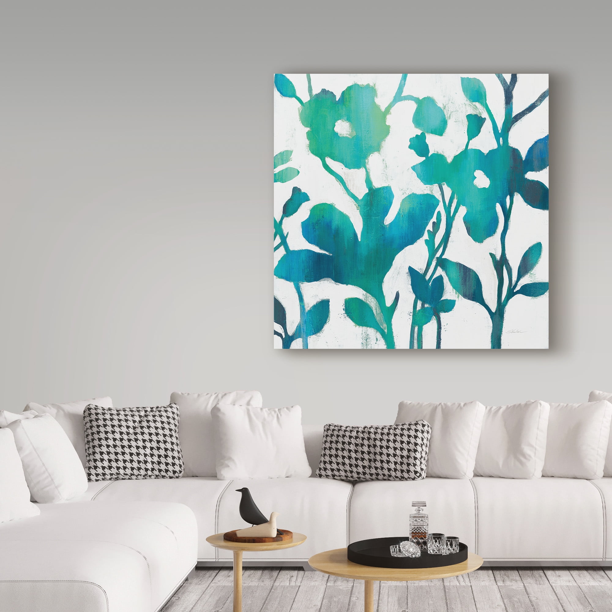 Trademark Fine Art 'Teal Trio V on White' Canvas Art by Silvia Vassileva