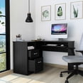 thumbnail image 2 of L-Shaped Desk | Fits in Corner or Against Wall, Retractable Keyboard Tray | Sturdy with Sleek Metal Handles | Safe Keyboard Storage, 2 of 4