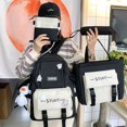 thumbnail image 1 of 4x/set Teens Canvas Tote Laptop Wide Travel Casual Computer Diaper Bag Pencil Case Rucksack Bookbag Large Capacity, 1 of 8