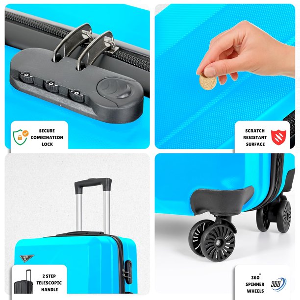 Toytexx 3-Piece ABS Hardshell Luggage Set with Spinner Wheels, 20