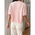 thumbnail image 4 of Suéteres de Verano para Mujer, de Corta, Cuello Redondo, Ligeros, Holgados, Elegantes, Informales, Tipo Blusa Rosa L, 4 of 8