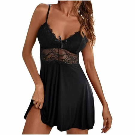 Aofany Women Lingerie Women Lace Chemise Nightgown Sleepwear V Neck Full Lingerie Sleep Dress Plus Size