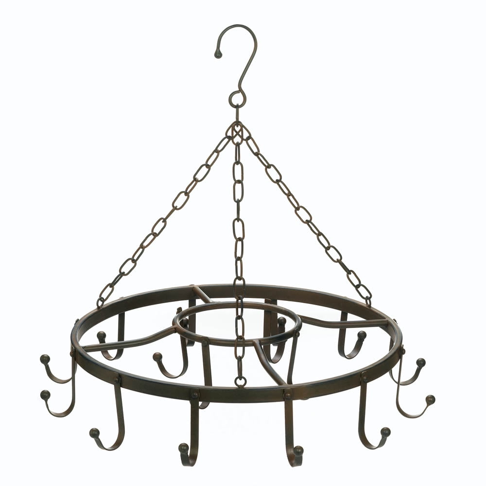 Pot And Pan Hanging Rack, Antique Cast Iron Pot Rack Kitchen Circular